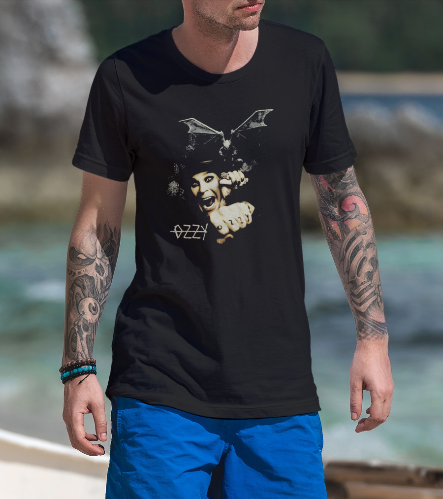 Ozzy Osbourne Bat Iconic Fist Pose Black T-Shirt