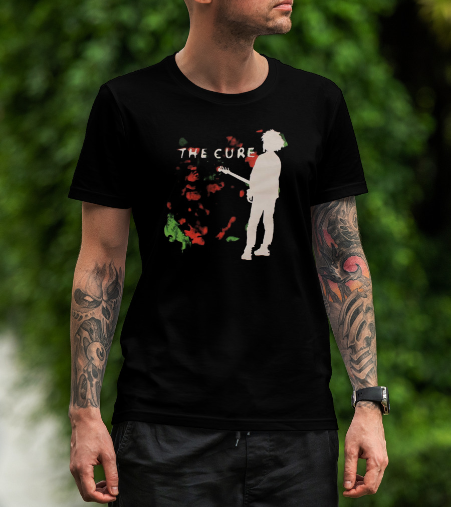 The Cure Guitarist Silhouette With Abstract T-Shirt