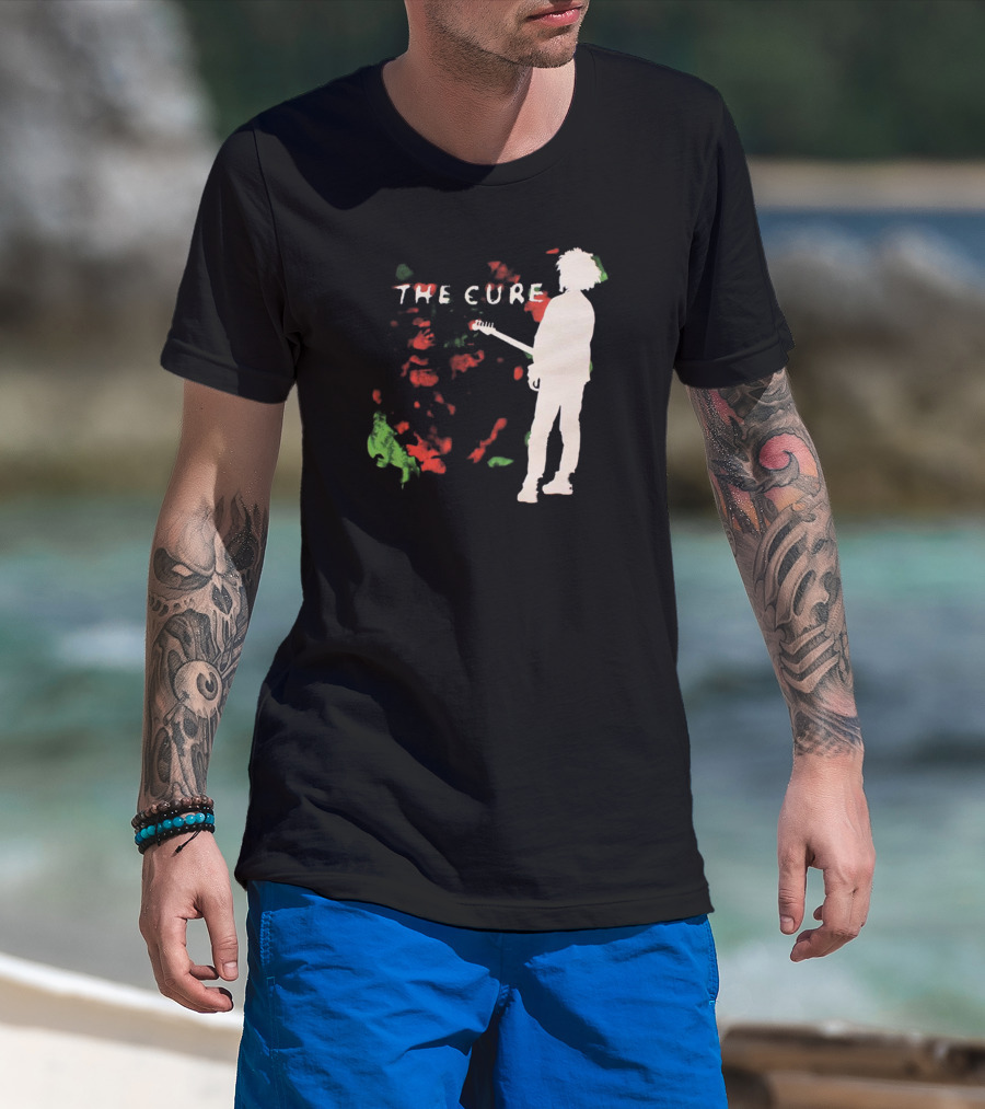 The Cure Guitarist Silhouette With Abstract T-Shirt