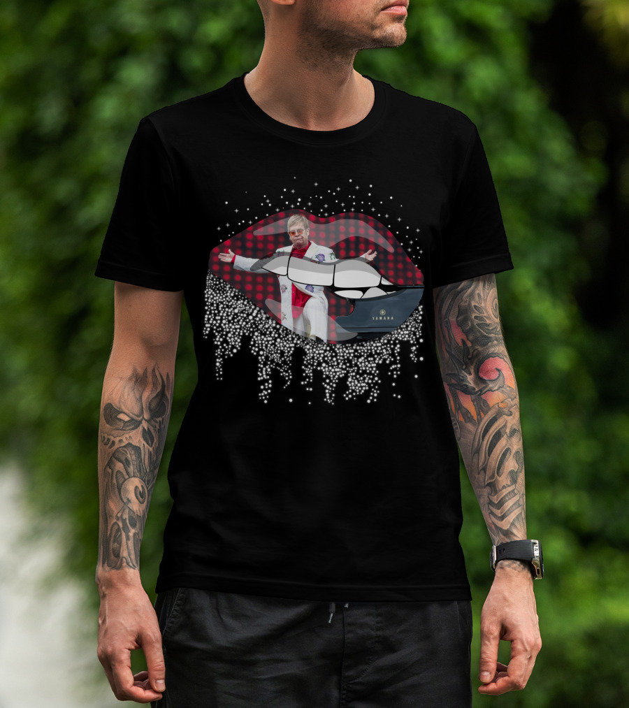Elton John Yamaha Lips Sparkle Red Costume T-Shirt