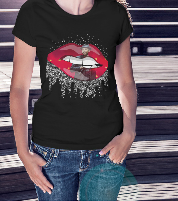 Justin Timberlake Red Lips Dripping Rhinestones Hat T-Shirt
