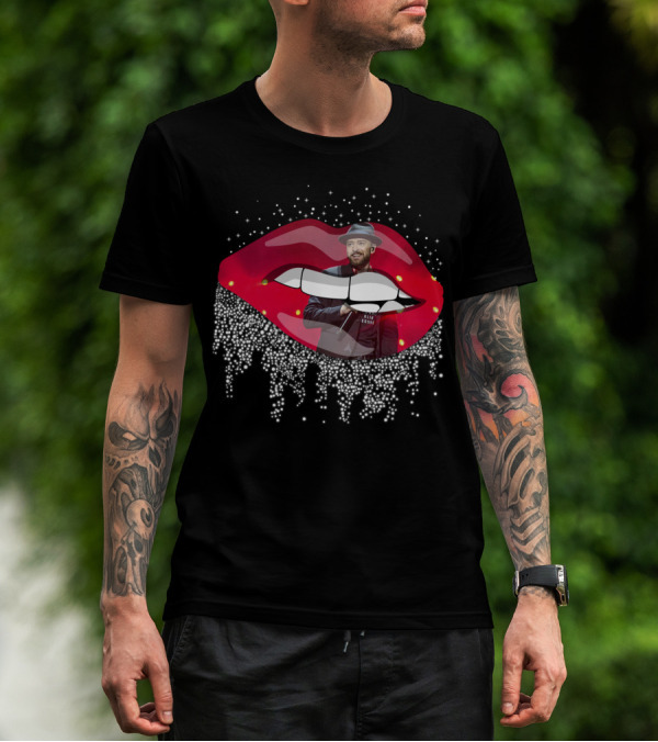 Justin Timberlake Red Lips Dripping Rhinestones Hat T-Shirt