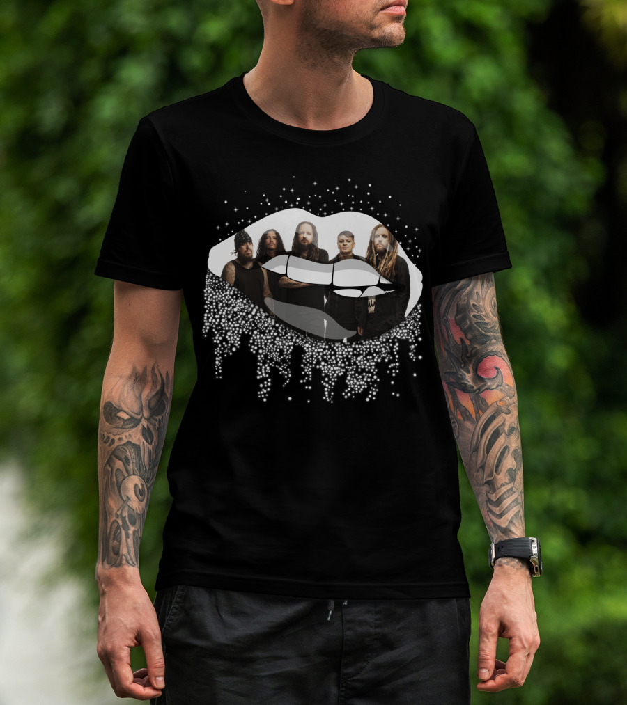 Korn Band Members Inside Dripping Sparkling Lips T-Shirt