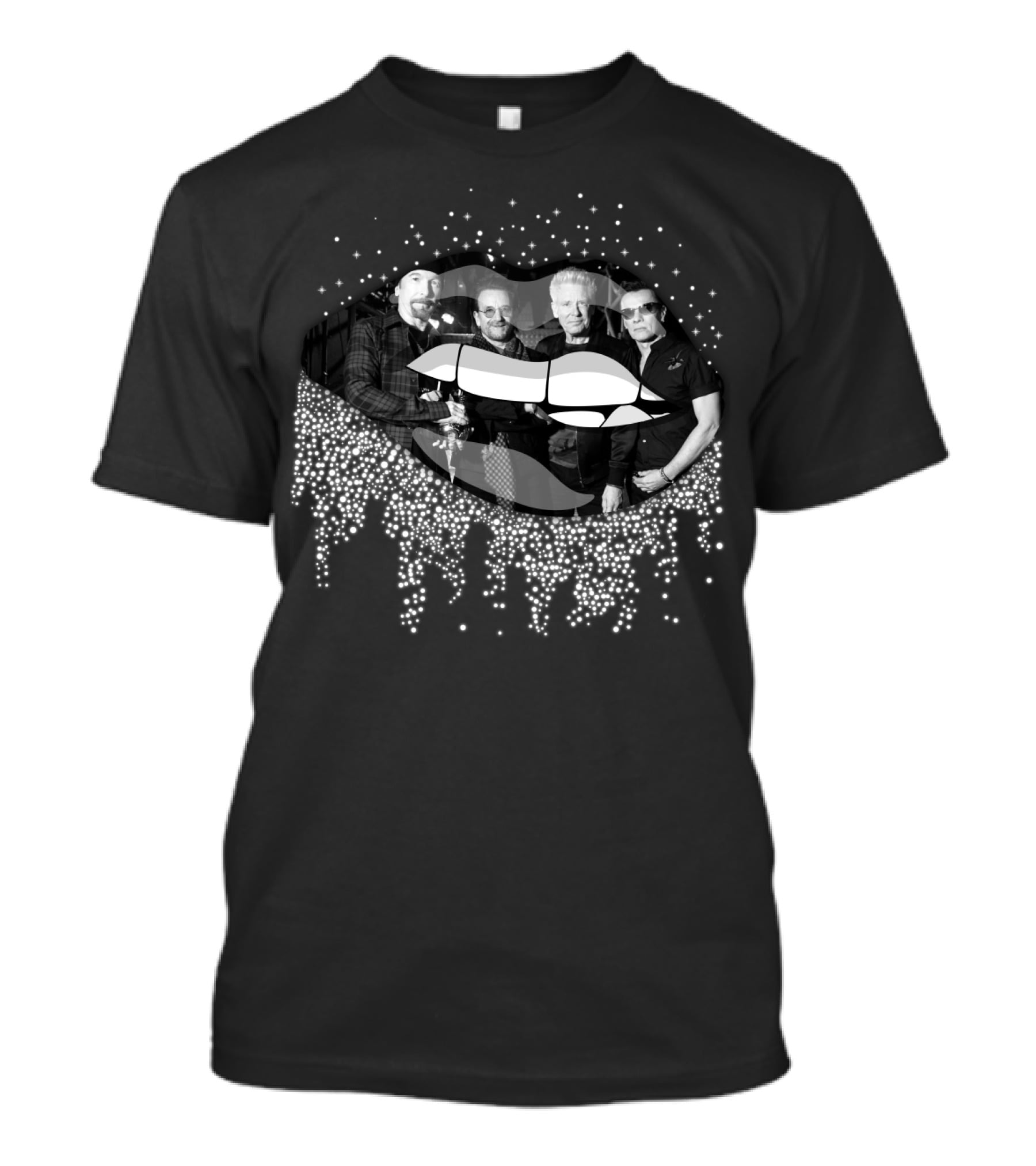 U2 Music Group Photo With Sparkling Lips T-Shirt