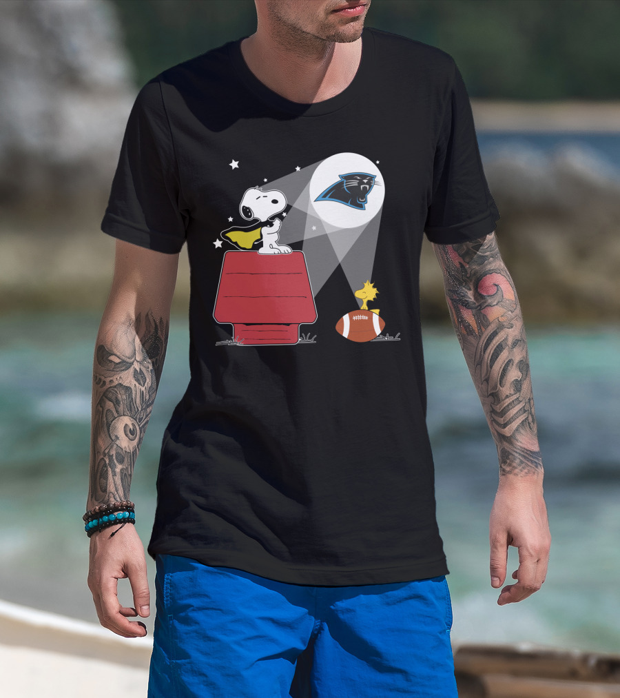 Snoopy Woodstock Carolina Panthers Football Peanuts Fan Tribute T-Shirt