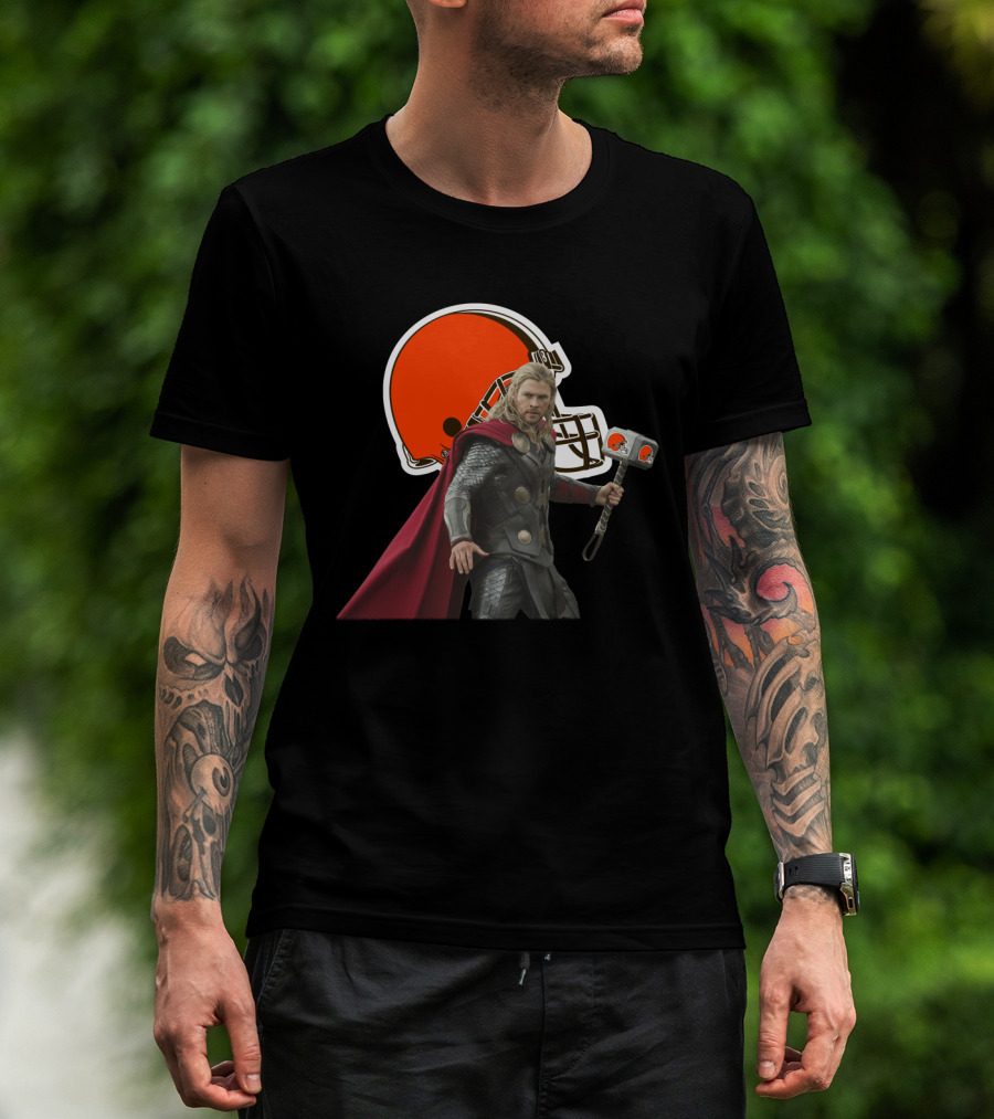 Cleveland Browns Thor Crossover Helmet And Hammer T-Shirt