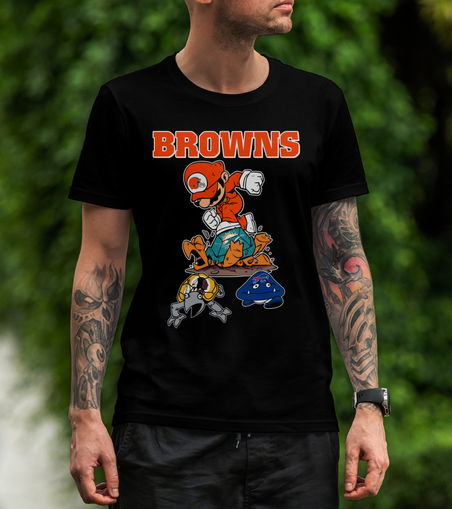 Browns Super Mario Style Character Stomping Nfl Rivals T-Shirt