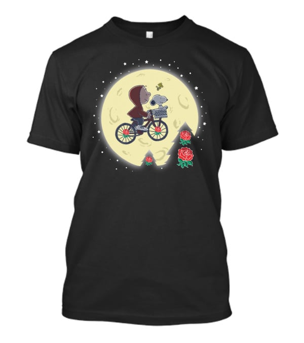 Halloween England Rugby Rfu Moonlit Ride With Cartoon Dog Roses T-Shirt
