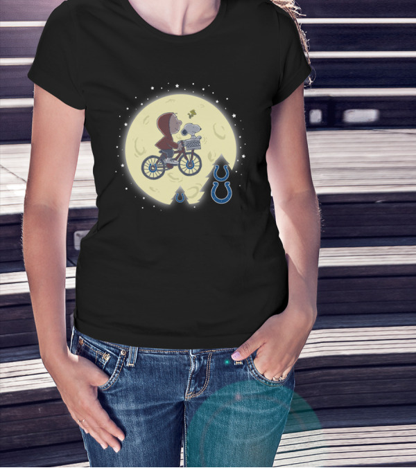 Halloween Indianapolis Colts Snoopy Et Moon Bicycle T-Shirt