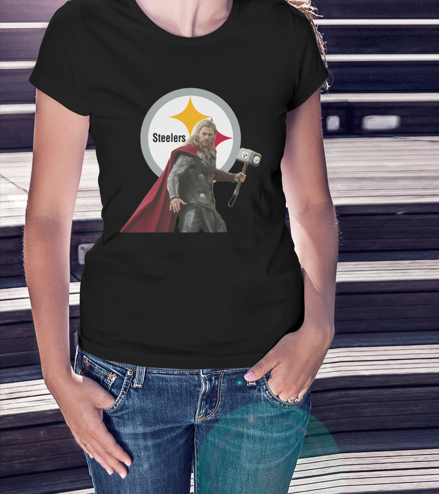 Steelers And Red Cape Hero With Hammer T-Shirt