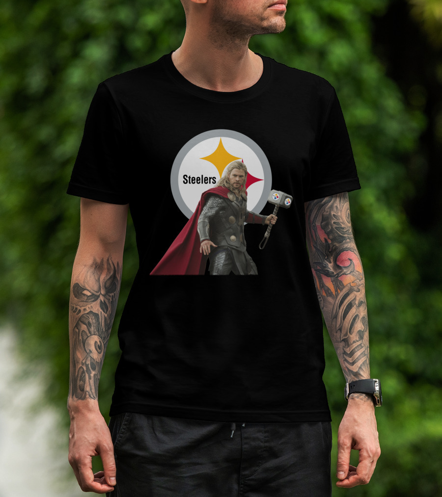 Steelers And Red Cape Hero With Hammer T-Shirt