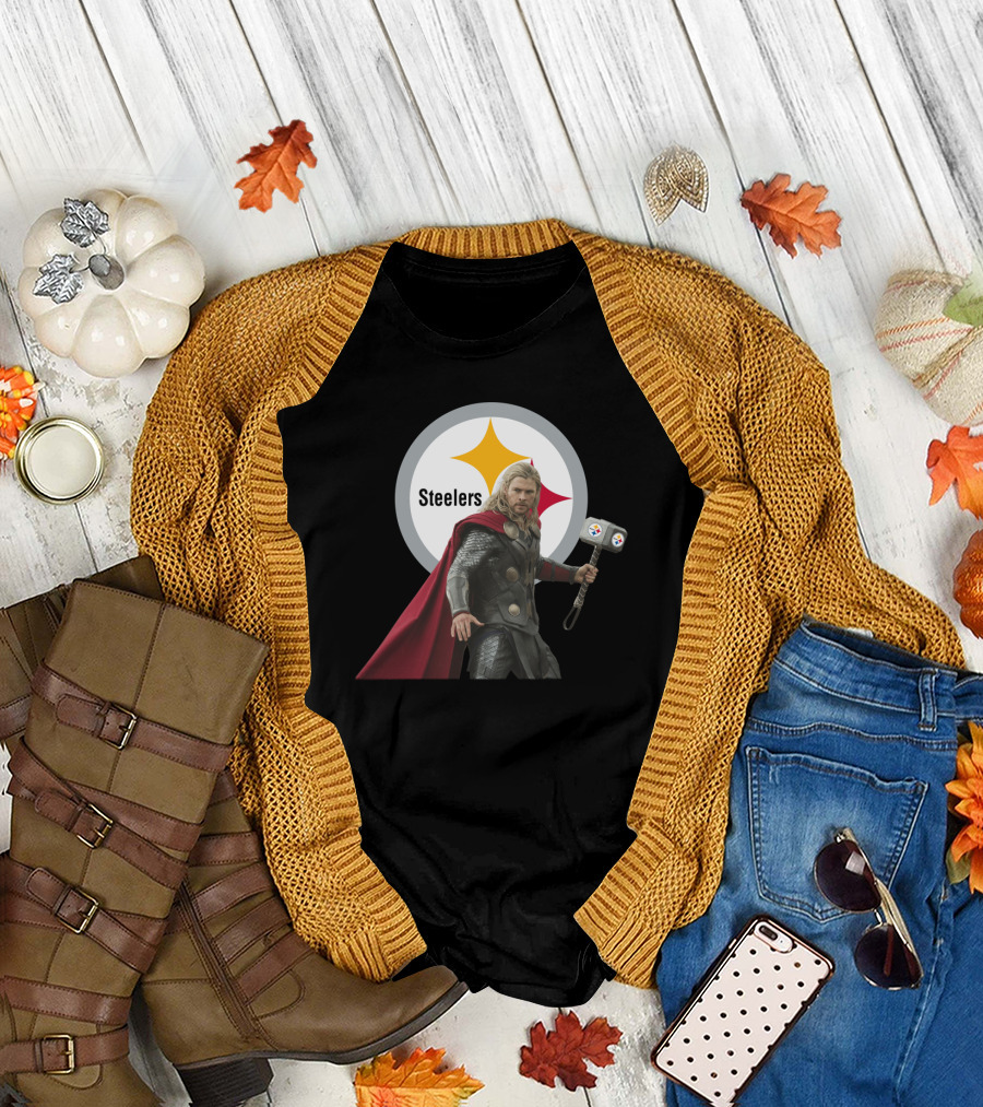 Steelers And Red Cape Hero With Hammer T-Shirt