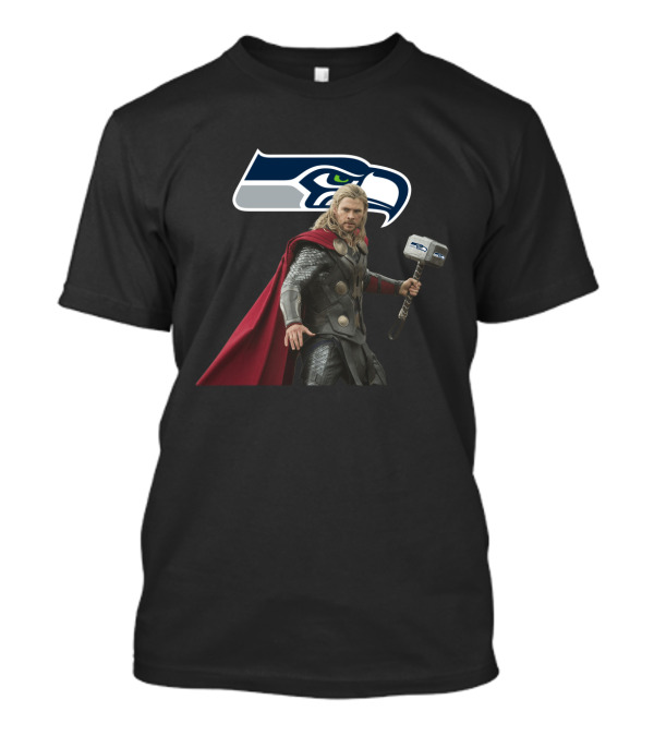 Seattle Seahawks Thor Crossover With Mjolnir And Nfl T-Shirt