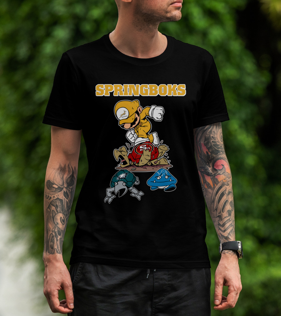 Springboks Jumping Character Over Enemies T-Shirt
