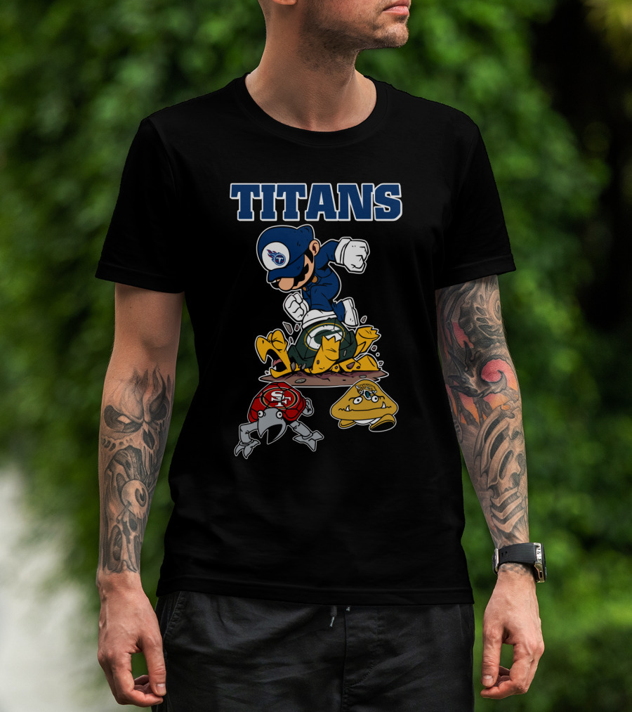 Tennessee Titans Mario Style With Defeated Team Mascots T-Shirt