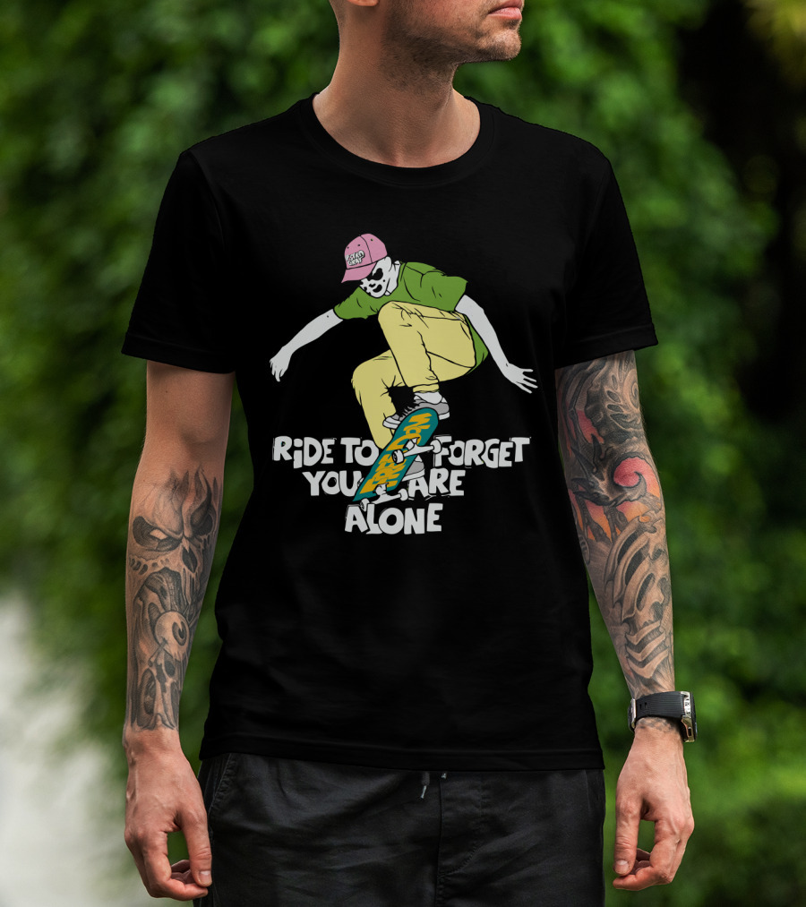 Ride To Forget You Are Alone Skateboard Freedom Skate Ride Rorschach T-Shirt
