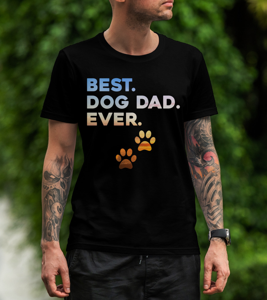 Best Dog Dad Ever Colorful Paw Print T-Shirt