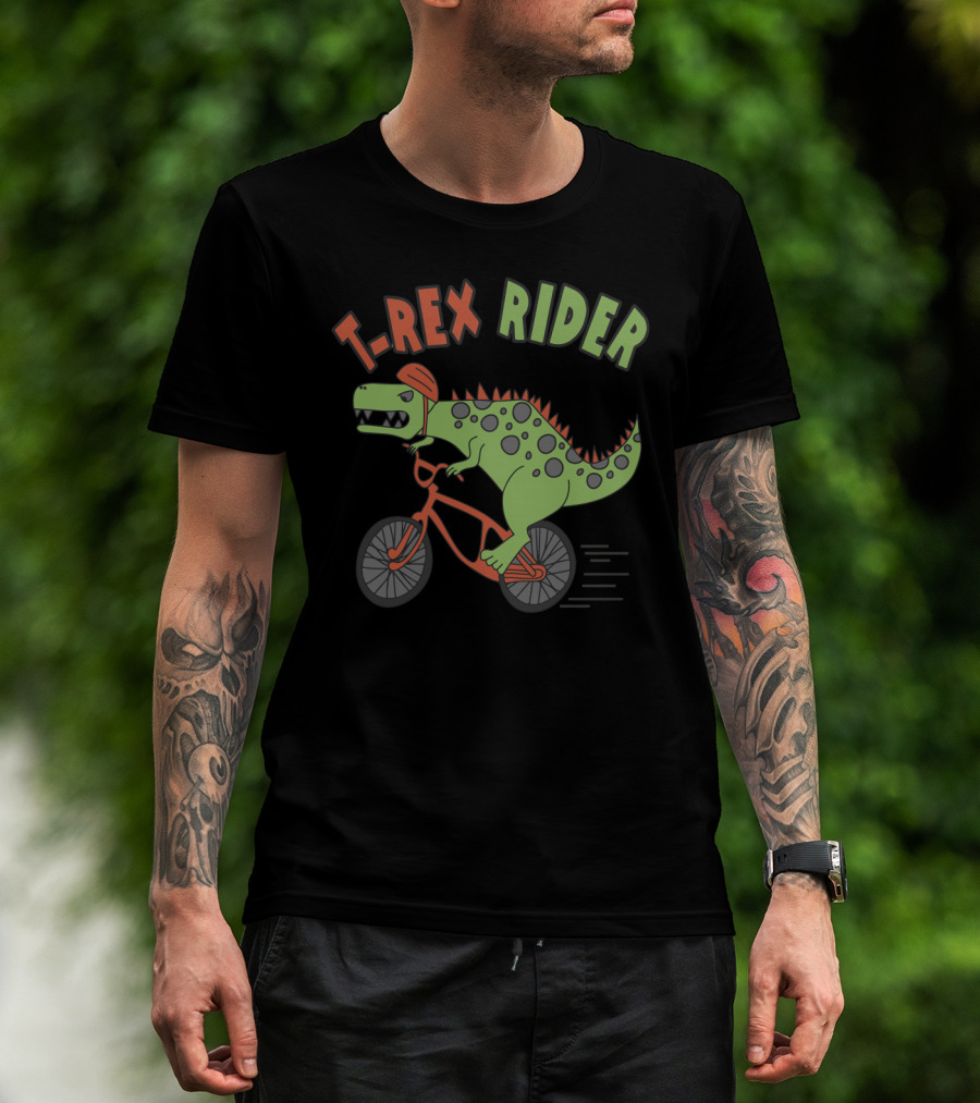 T REX RIDER Dinosaur Biking Adventure With Helmet And Speed T-Shirt