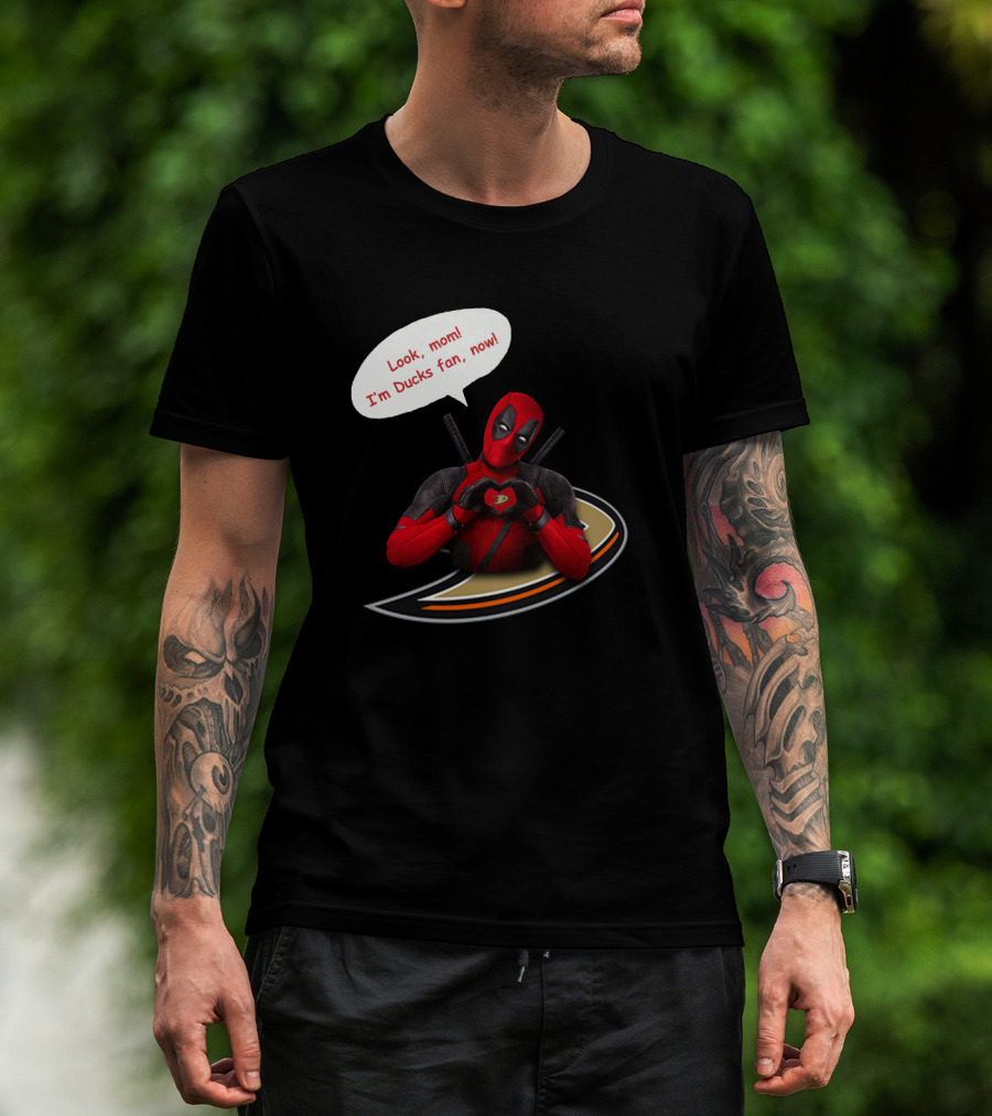 Anaheim Ducks Fan With Iconic Character In Red Suit T-Shirt