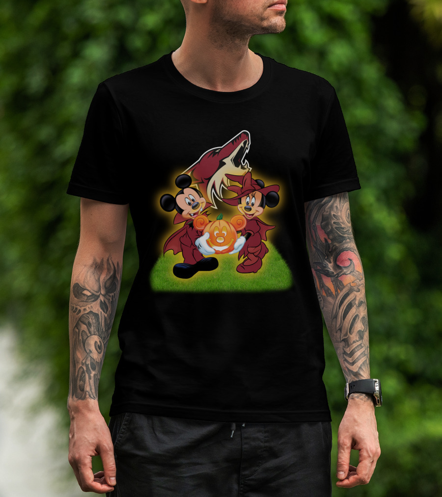 Halloween Arizona Coyotes Mickey Minnie Pumpkin T-Shirt