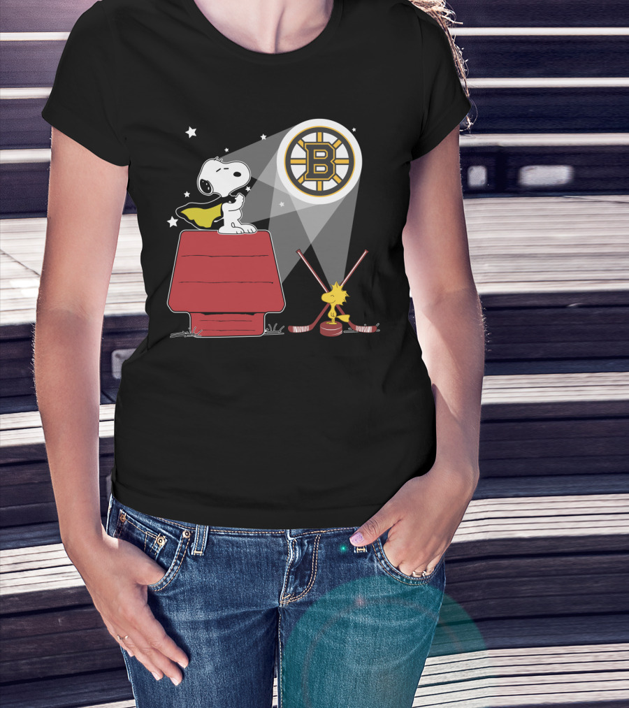 Boston Bruins Snoopy And Woodstock Lighthouse House T-Shirt