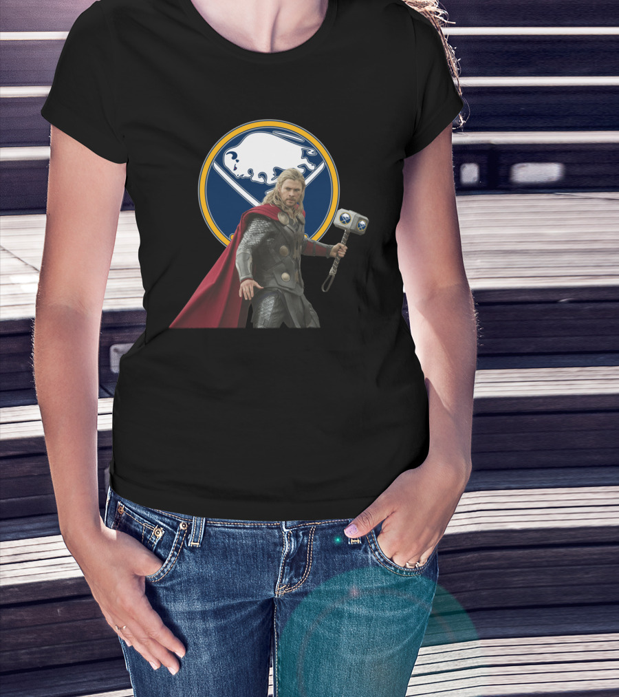 Buffalo Sabres Thor Crossover With Mjolnir And Sabres T-Shirt