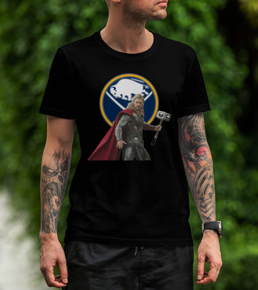 Buffalo Sabres Thor Crossover With Mjolnir And Sabres T-Shirt