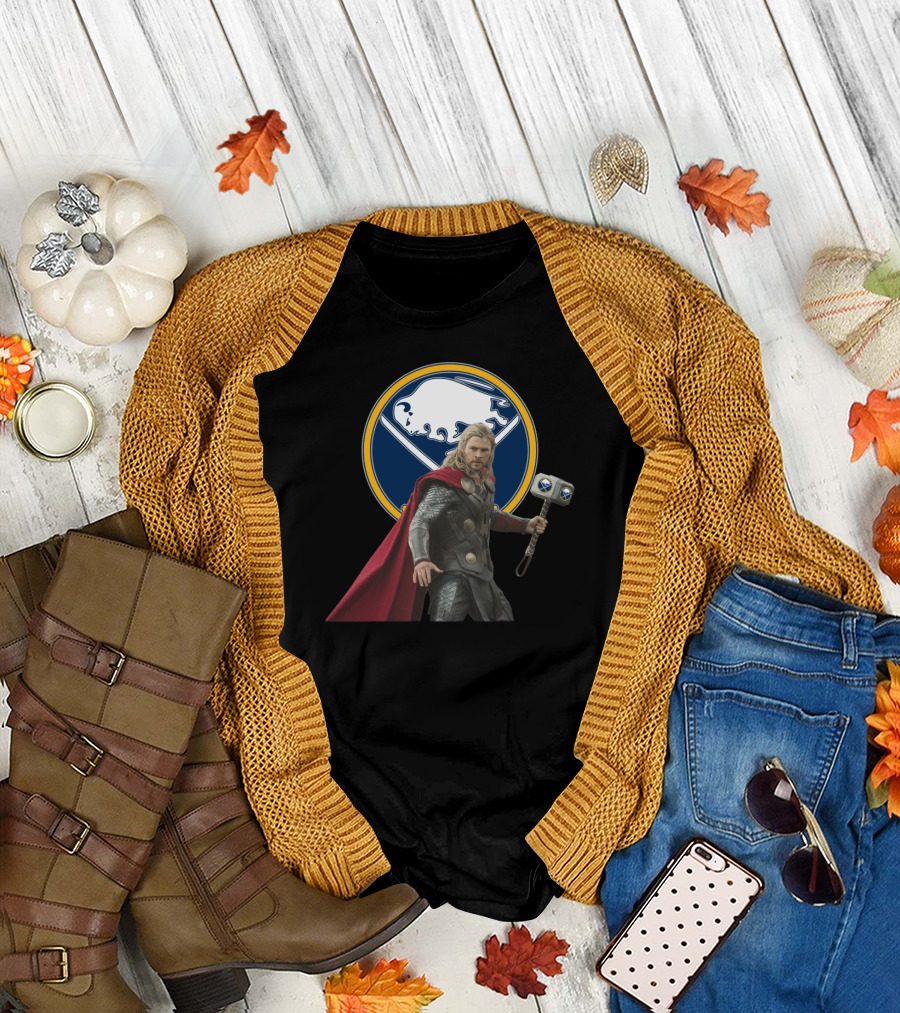 Buffalo Sabres Thor Crossover With Mjolnir And Sabres T-Shirt