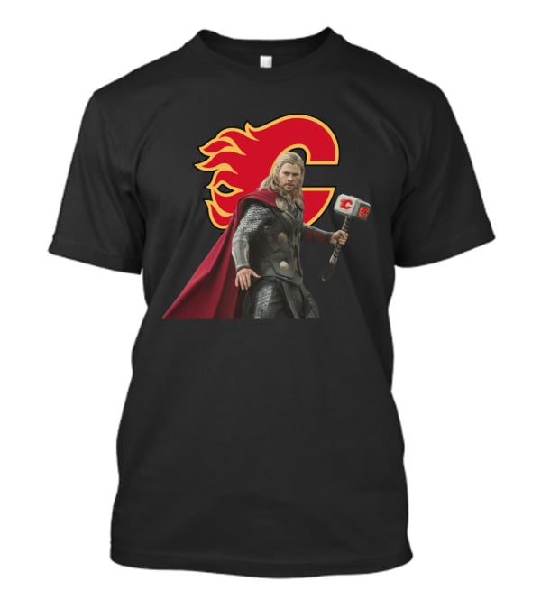 Calgary Flames Thor Crossover With Hammer T-Shirt