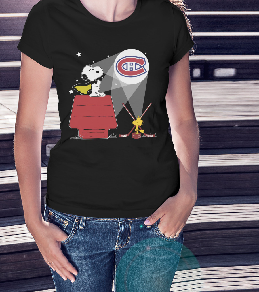 Snoopy Woodstock Montreal Canadiens Logo Peanuts Crossover T-Shirt