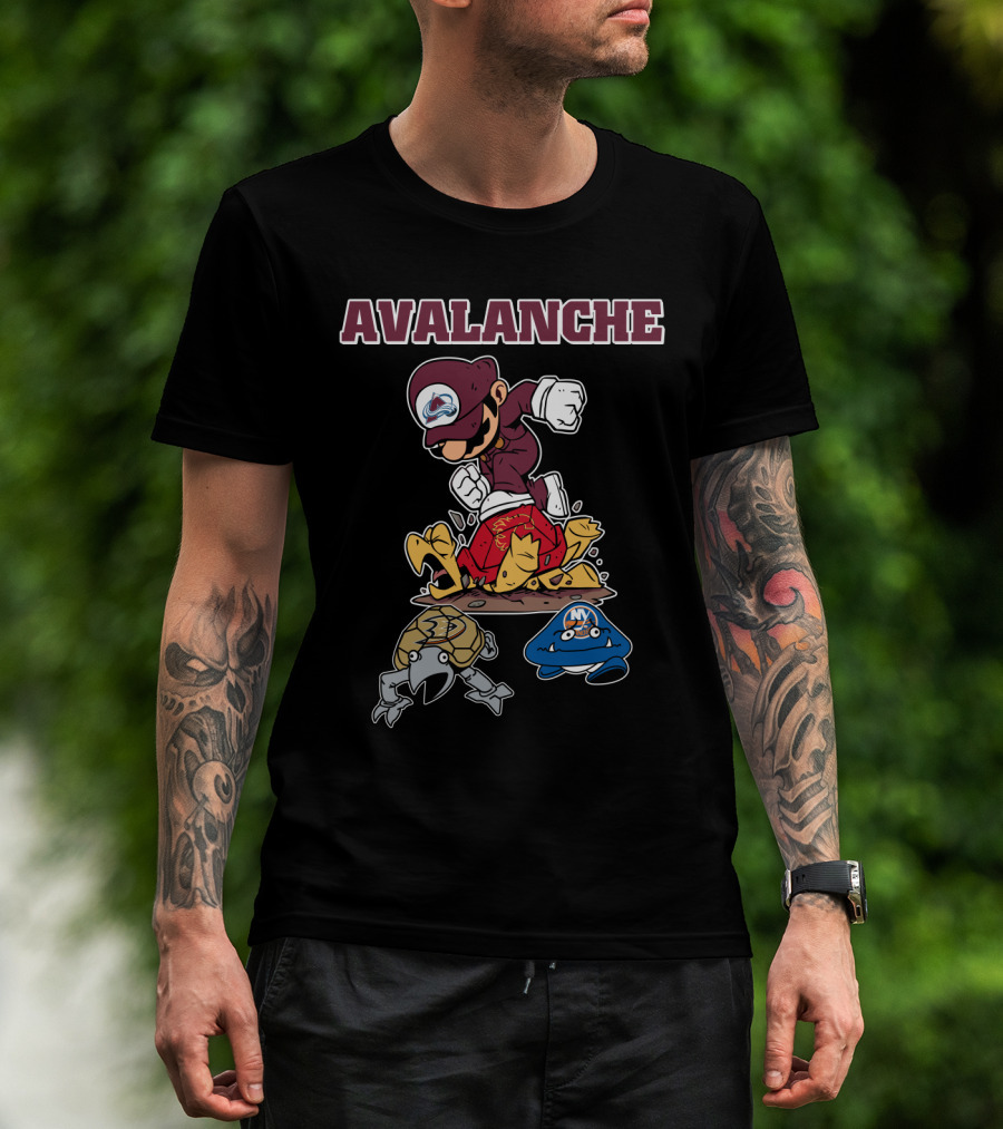 Avalanche Colorado Mario Hockey Theme T-Shirt
