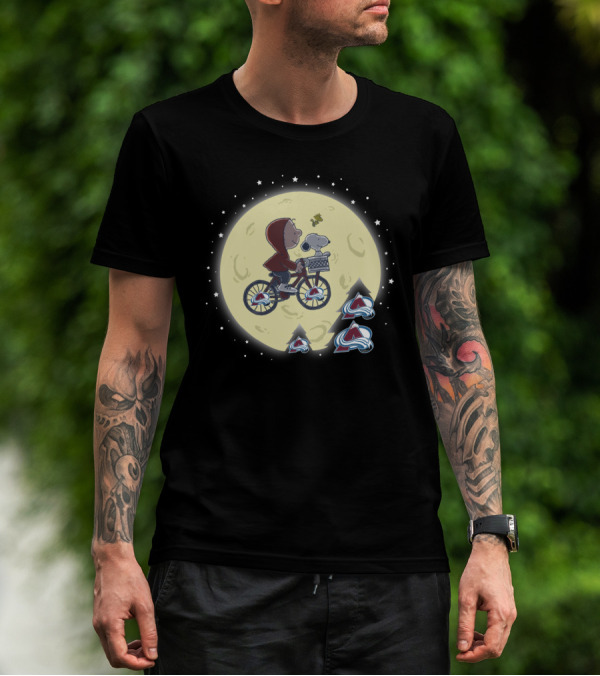 Charlie Brown Snoopy Colorado Avalanche Halloween Moon Scene T-Shirt