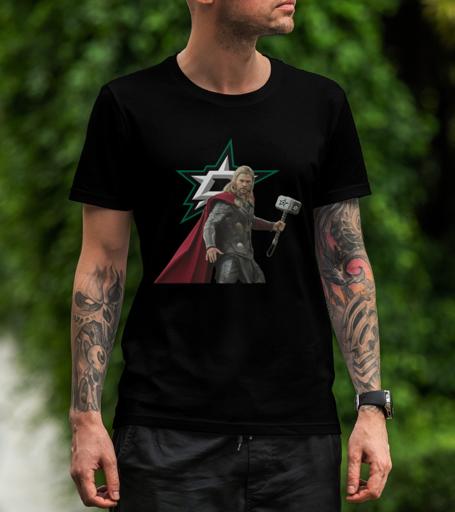 Dallas Stars Hockey And Thunder God Crossover T-Shirt