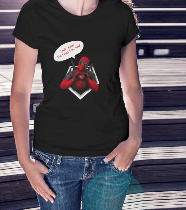 Deadpool LA Kings Fan Comic Style Humor Look, Mom I'm Kings Fan, Now T-Shirt
