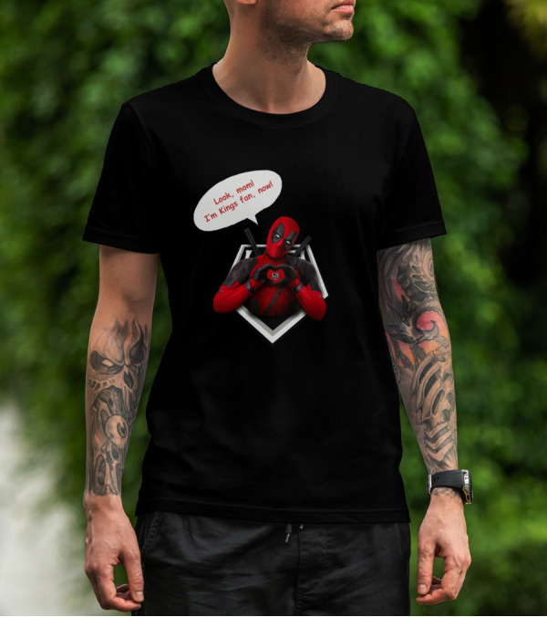 Deadpool LA Kings Fan Comic Style Humor Look, Mom I'm Kings Fan, Now T-Shirt