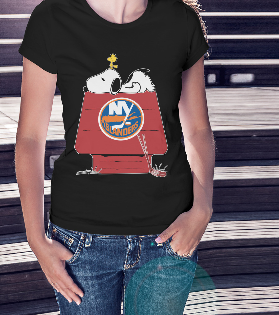 Snoopy Woodstock New York Islanders Peanuts Nhl Hockey Mashup T-Shirt