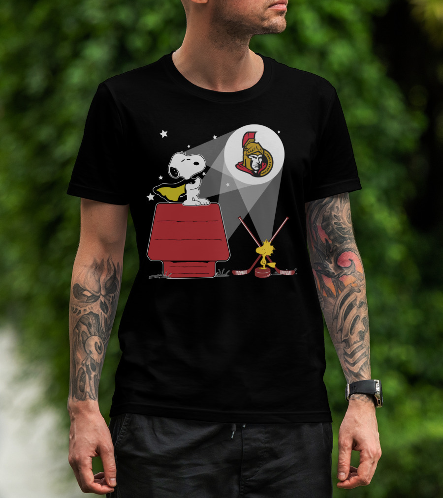 Snoopy And Woodstock Ottawa Senators Nhl Hockey Fan Tribute T-Shirt