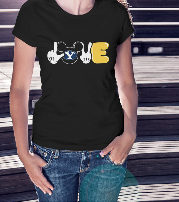 BYU Football Love Mickey Mouse Hands Y T-Shirt