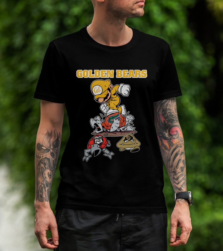 Golden Bears Cal Football Character With Mario Style T-Shirt