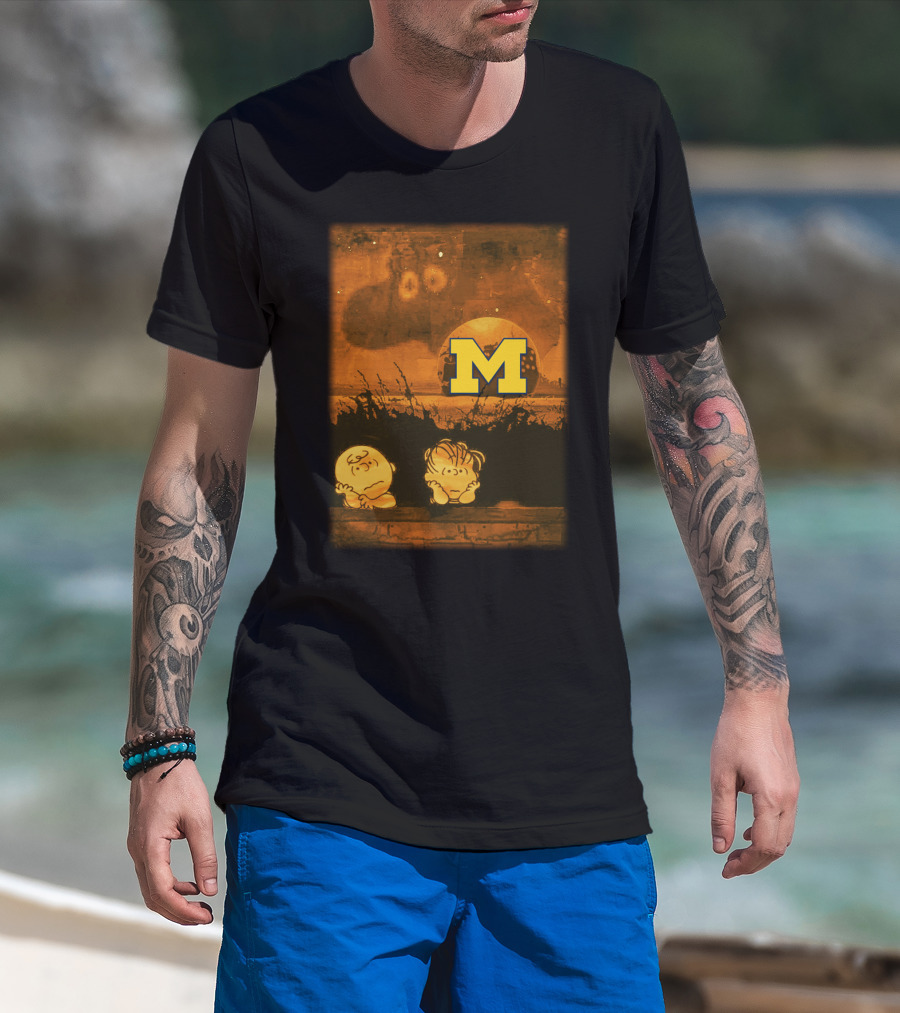 Peanuts Michigan Football Halloween Great Pumpkin Theme With Block M T-Shirt