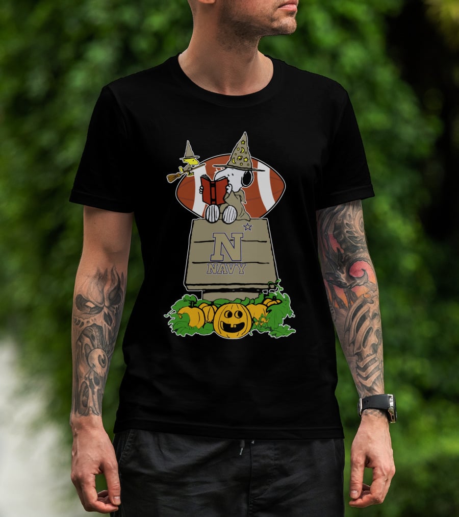 Halloween Navy Football Snoopy Witch Pumpkin T-Shirt