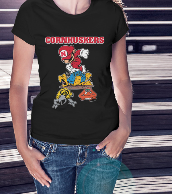 Nebraska Cornhuskers Football Super Mario Style Victory Over Opponents T-Shirt