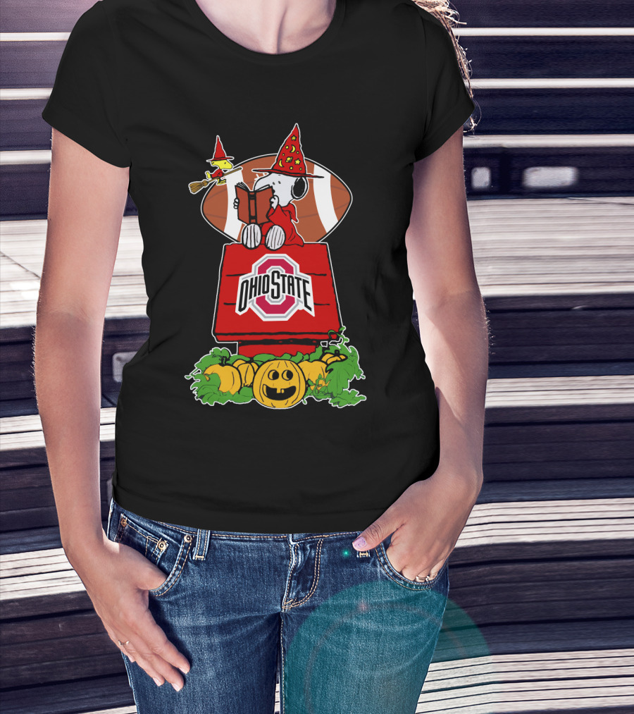 Ohio State Buckeyes Halloween Football Peanuts Snoopy Woodstock T-Shirt