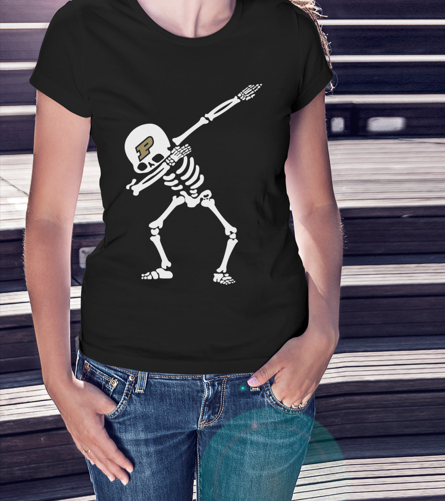 Purdue Football Skeleton Dabbing With P T-Shirt