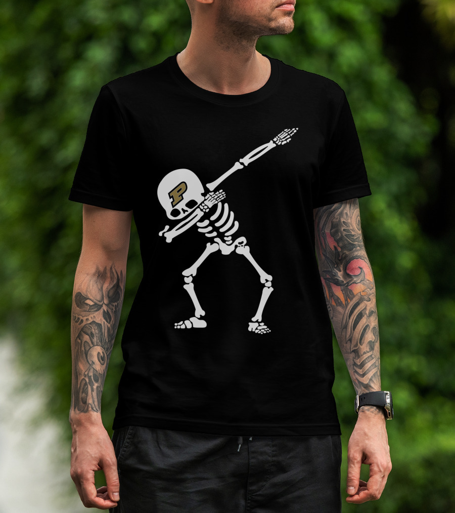 Purdue Football Skeleton Dabbing With P T-Shirt