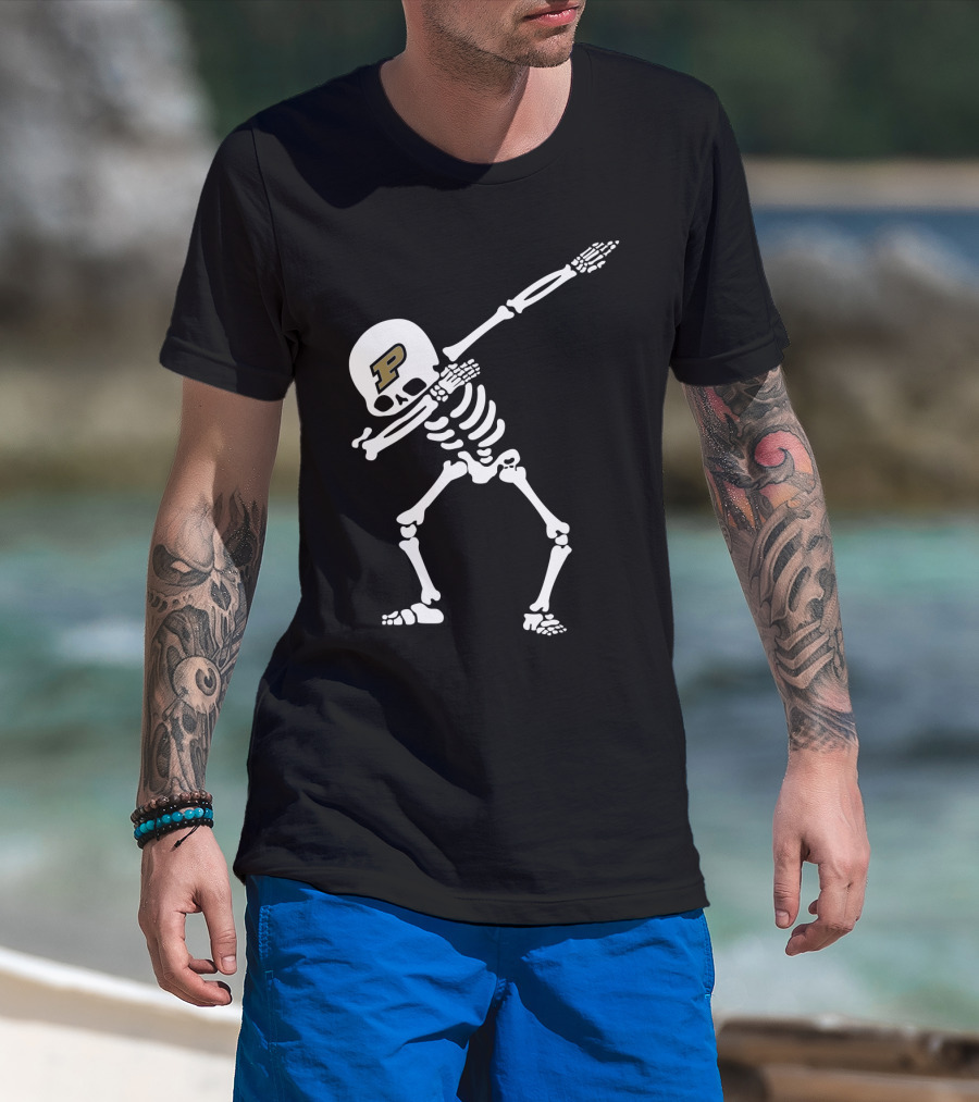 Purdue Football Skeleton Dabbing With P T-Shirt