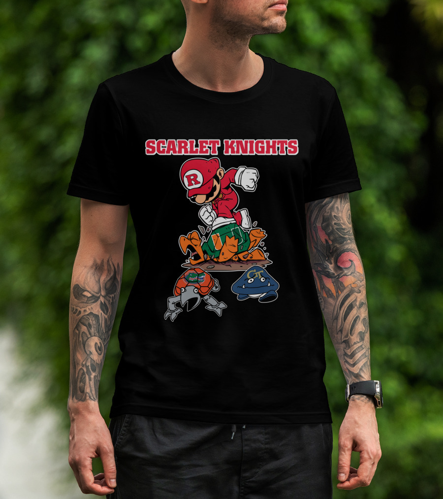 Scarlet Knights Rutgers Football Illustration With Sports Mascots T-Shirt