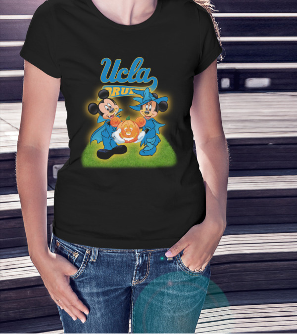 UCLA Bruins Halloween Featuring Mickey And Minnie With Pumpkin T-Shirt