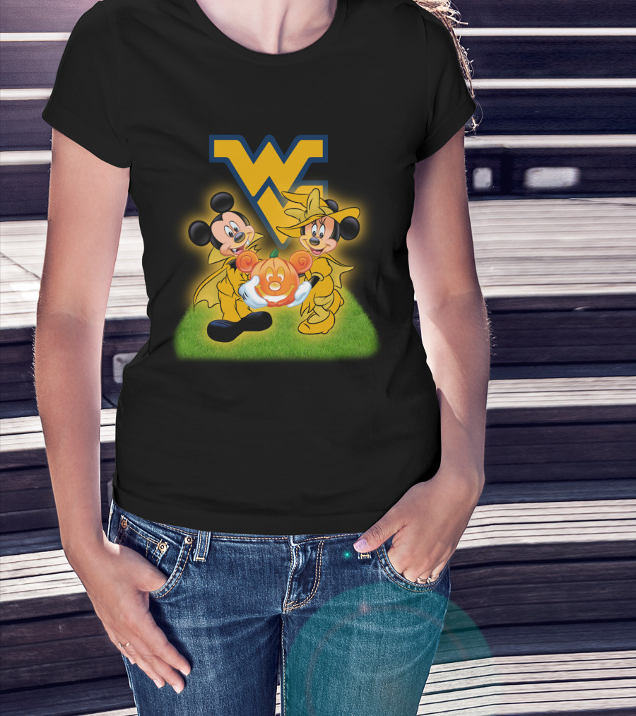 Mickey Minnie Halloween Wvu Football Pumpkins T-Shirt