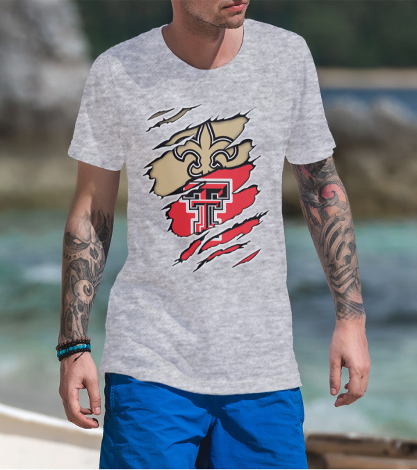 Saints Fleur-de-Lis Texas Tech Double T Combo T-Shirt